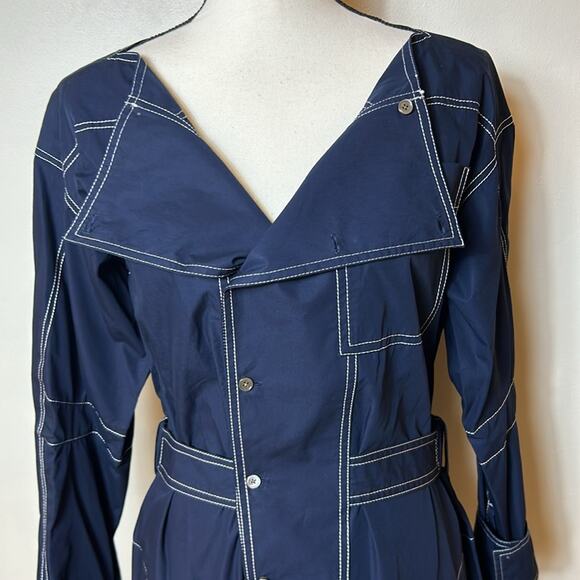 NWT Derek Lam 10 Crosby navy topstitched trench coat jacket dress - Picture 4 of 12